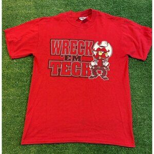Vintage Texas Tech Red Raiders shirt mens medium red football short sleeve Y2K